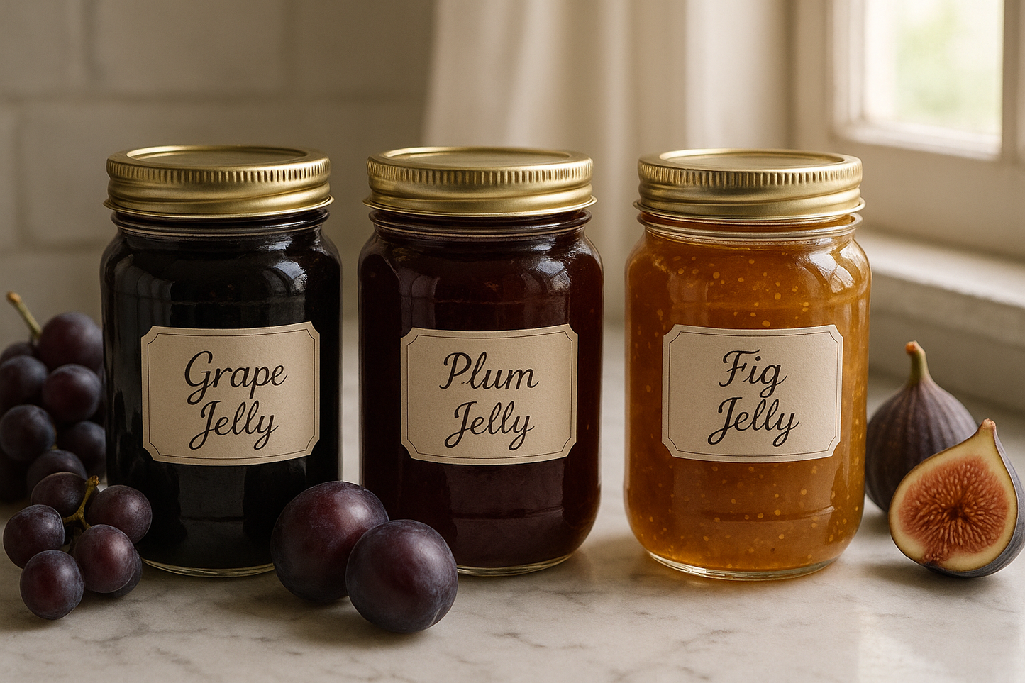 grape plum jelly fig jarred