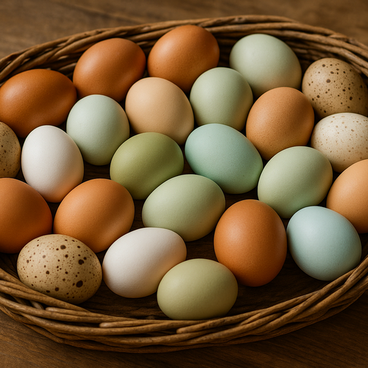 farm fresh colorful eggs