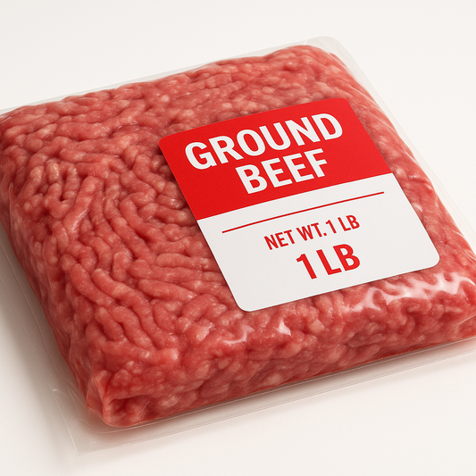 pound ground beef package sealed